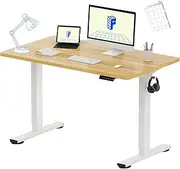 FLEXISPOT Standing Desk 120×60 CM Height Adjustable Desk Whole-Piece Desktop Electric Stand up Desk Home Office Table for Computer Laptop (White Frame + 120 CM Maple Desktop)
