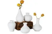 Ceramic Set of 5 White Vases for Home Decor