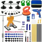 CHUCII Paintless Dent Repair Kit 97pcs, Auto Body Repair Tool Kit with Adjustable Golden Lifter, Double Pole Bridge Car Dent Puller, Extra Glue Tabs, Suction Cup, Reusable Dent Removal Kit (97pcs)