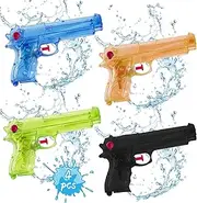 Pack of 4 Water Gun Toys for Children, Mini Water Pistols, Plastic Water Spray Gun, Premium Water Gun Set, Small Water Gun, Outdoor Activity, Water Fight, Random Colour