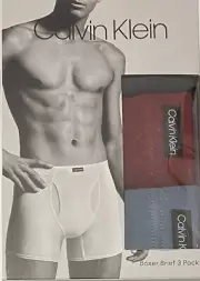 Calvin Klein 3-Boxer Briefs X- Large 40-42 Gray-Burgundy-Blue NP2082