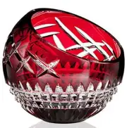 Waterford Fleurology Cleo 8" Angled Red Rose Crystal Bowl Vase Jeff Leatham NEW