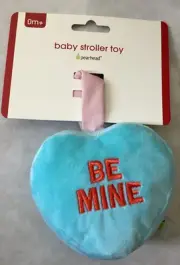 Pearhead Baby Stroller Toy Sweethearts Conversation Heart Plush Be Mine Blue 4"