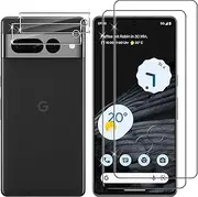 Lutree for Google Pixel 7 Pro Tempered Glass, 2+2 Pack 3D Screen Protector + Camera Lens Protector, 9H Hardness HD Bubble-Free Film, Anti-Scratch Premium Protective Glass