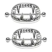 Body Accentz 14g Vampire Teeth Nipple Ring Shield sold as pair (14mm inner d...