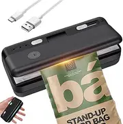 3 in 1 100mm Mini Bag Sealer, 1300mA USB Rechargeable Handheld Heat Sealer, Heat Cutter & Sealer, Handy Mini Sealer, Kitchen Gadget for Snack Cookies Plastic Bags Foods Storage Fresh, Black
