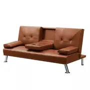 Adjustable 3 seater brown sofa bed for home interior
