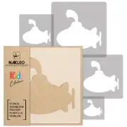 5x reusable PLASTIC Stencils / 13.4" to 3.5"/ Nursery KIDS Template / SUBMARINE