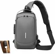 [Elfgrass] New Carbon Fiber Streamline Anti-Theft Sling Bag, USB Charging Port Sport Waterproof Shoulder Bag, Crossbody Backpack for Daily Trips, Commutes, Travel Gym Sports