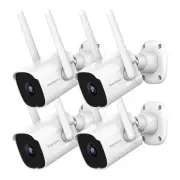 2K Home Security Cameras, 4 Pack Wired WiFi Outdoor Security Cameras with Nig...