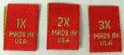 250 pcs RED GOLD WOVEN CLOTHING LABELS, SIZE - 1X 2X 3X (83pcs EACH)