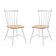Set of Two - Hansel Dining Chairs - White Frame - Natural Seat