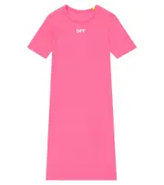 [Off-White Kids] Off-White Kids Off Stamp cotton-blend T-shirt dress Y 4 pink