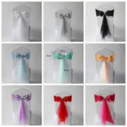 10X Chair Sashes Satin Bow Mesh Ribbon Chair Cover Band Wedding Party Home Decor