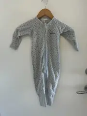 bonds poodlette terry zip wondersuit grey polkadot sz 0 bnwt (a1