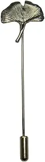 [Bassin and Brown] Mens Ginkgo Biloba Leaf Lapel Pin - Silver