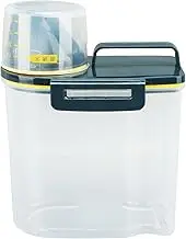 Rice Storage Container,Plastic Rice Dispenser Bin with Measuring Cup, Airtight Grain Dispenser with Clear Scale,Clear Kitchen Food Container for Beans, Grains, Small Dry Food (21cm Green)