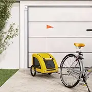 Pet Bike Trailer Yellow Oxford Fabric and Iron-Bike Trailer Cargo in Steel Frame,Extra Storage Carrier with Hitch