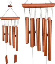 AIMALL Bamboo Wind Chime, Natural Bamboo Craft for Peaceful Ambiance, Home and Garden Decor, Ten Tubes, 23.6in Length