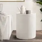 Oikiture Side Table Coffee End Stool Bedside Stand Terrazzo Concrete Outdoor