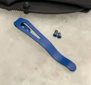 Flat Blue Titanium Deep Pocket Clip For WE Knife Civivi Baby Banter Knife