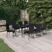 9 Piece Garden Dining Set Black