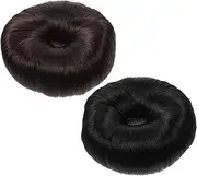 Healeved 2Pcs Hair Bun Maker Elastic Hair Ties for Donut Style Chignon Hairpiece Easy to Use Hair Styling Tool for Natural and Elegant Hairstyles Dark