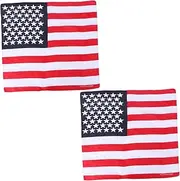 [ANDRESLAD] 2pcs Small Square Scarf National Flag Print Nose Bead Chain Rosary Street Scarf Walk Whistle Outdoor Croquet Marine Handle Body Piercings Jewelry Korean Headscarf Beads Fabric