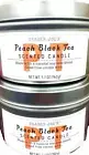 2 x Trader Joe's Peach Black Tea Scented Candle 5.7 oz Each NEW in Lidded Tin