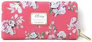 [Loungefly] X Disney The Aristocats Marie Pink Floral AOP Wallet, Pink White Green, One Size, Zippered Wallet