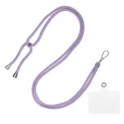 Phone Lanyard Adjustable Neck Lanyard with Transparent Patch Purple Blue Apricot