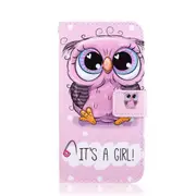 Cute Owl Pattern Colored Drawing Horizontal Flip Leather Case for Galaxy S10, with Holder & Card Slots & Wallet & Lanyard