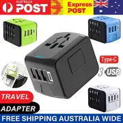 AUS International Universal Travel Adapter With 3 USB+ Type C AC Power Charger