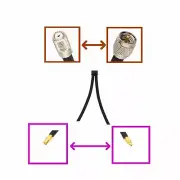1x Mini-UHF to 2x MMCX Male/Female GPS Antenna Y Splitter/Combiner Adapter cable