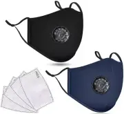 Mask BLACK BLUE Protective PM2.5 2 Face Masks SAME DAY SHIPPING FROM USA 2-Pack