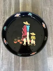 Vintage Mexican Mexico Refrescos Jarritos Soda Black Metal Tray Platter