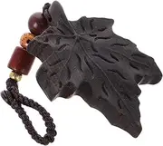 [Baluue] Hand Carved Ebony Maple Leaf Phone Charm Decorative Mobile Pendant Keychain Accessory for Stylish Key Rings and Bags Craftsmanship and Durable Materials