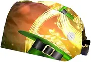 [FVQL] Scrub Caps Women, 2 Pieces Bouffant Caps with Sweatband, Greeting Card Pattern St Patrick's Day