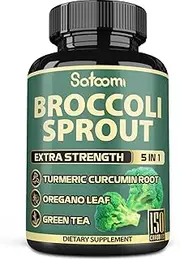 SATOOMI Pure Broccoli Sprout Seed Extract Capsules - Equivalent 8450mg Of 5 Herbs - Support Immune & Healthy Body - Rich in Fiber -1 Pack 150 Vegan Caps For 5 Month-Supply