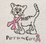 Ruth Schmuff Purr for the Cure Saying Cancer Cat Handpainted Needlepoint Canvas