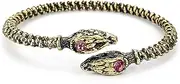 [BOSUGE] Charming Bracelet， Vikings Bracelet Two Snake Head Viking Mens Bracelets Jewelry Maxi Men Pagan Bangles Jewelry Wristband (Color : Silver) (Color : Gold)