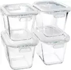 Square Glass Soup Containers with Lids, 4 Cup Meal Prep & Storage Jars