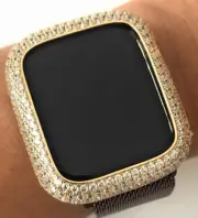 Bling Apple Watch Series 7 Bezel Case Face Bumper Zirconia Diamond Gold 41 mm
