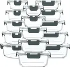 30Pcs Glass Food Storage Containers with Snap Locking Lids Meal Prep Containers