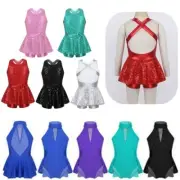 Kid Girls Roller Skating Dress Gymnastic Leotard Ballet Dance Modern Tap Unitard