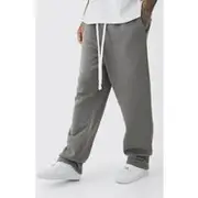 Mens Charcoal Tall Oversized Drop Crotch Joggers