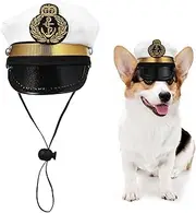 BESPORTBLE Small Dog Captain Hat For Dog: Dog Sailor Hat Dog Captain Costume - Marine Admiral Hat for Puppies and Cats Dog Hats for Adventures and Halloween Carnival Pet Festival