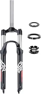 Bike Suspension Forks 26/27.5/29" Inch MTB Disc Brake 1-1/8" Threadless Straight Tube Bicycle Air Fork 85mm Travel 9mm QR Mountain Bike Front Forks HL (Color : Black-red, Size : 29")
