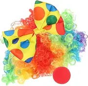 [Ipetboom] 1Set Reusable Clown Props Funny Clown Bow Tie Wig and Nose for Halloween and Carnival Performance Costume Accessories for Adults and Teens