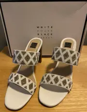 NEW White House Black Market WHBM Jenna Beaded 2 Band Heels Sandal 7M w Box